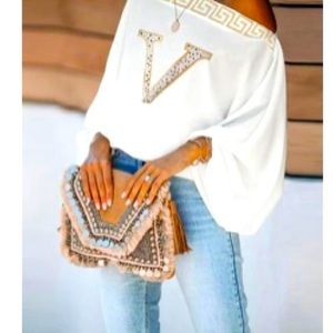 White geometric shirt